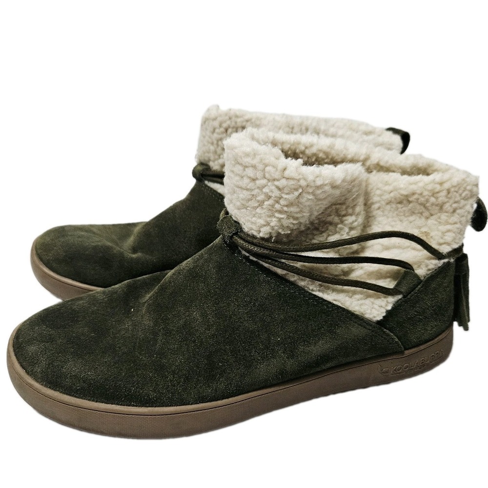 Koolaburra By UGG Green Suede Fuzzy Fleece Lined Boots Womens Size 7